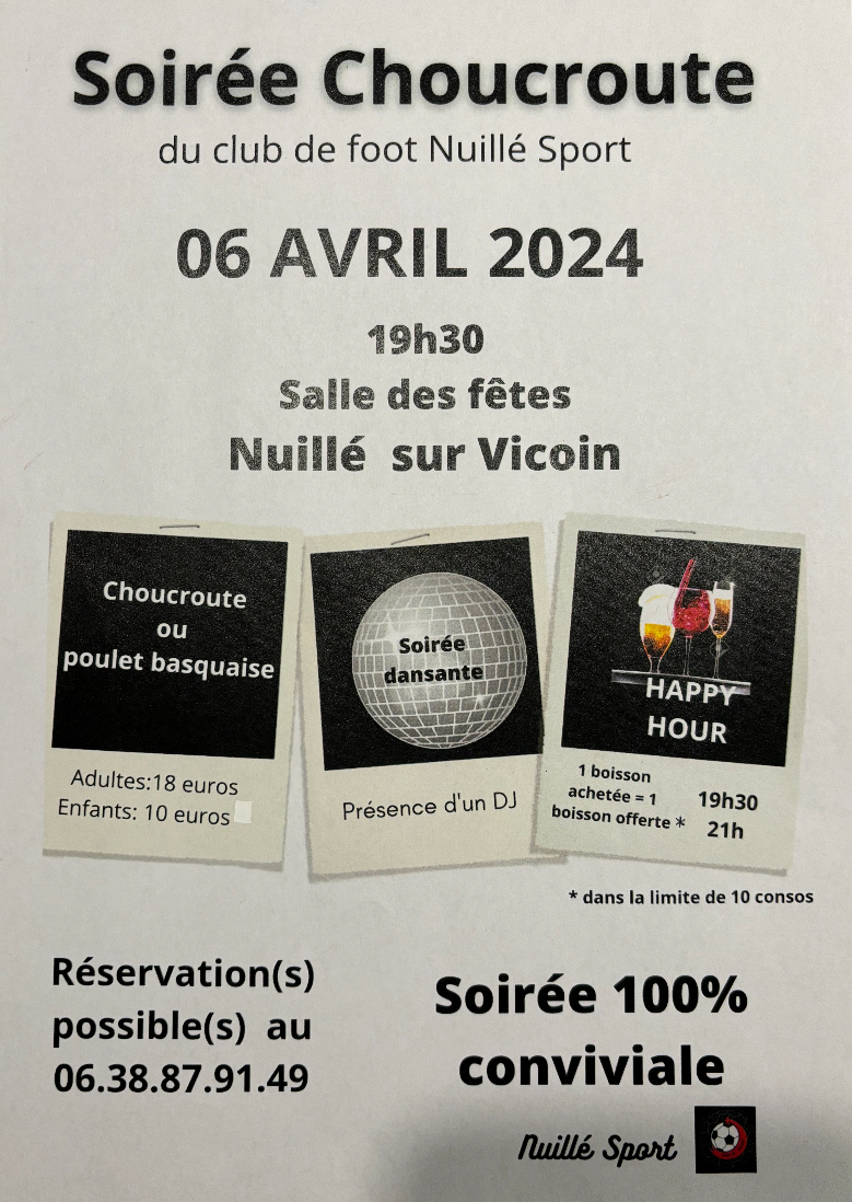 Soirée Choucroute Nuillé Sport