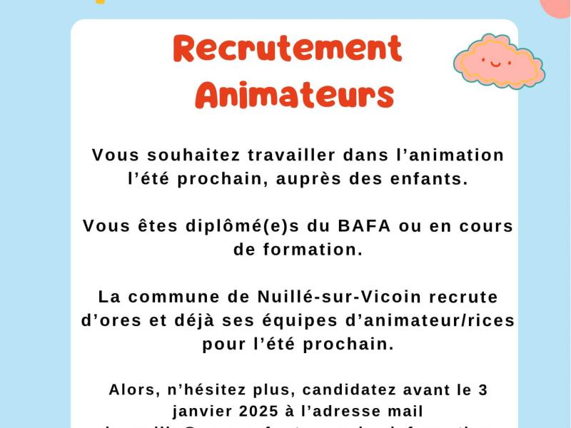 Recrutement Animateurs Eté